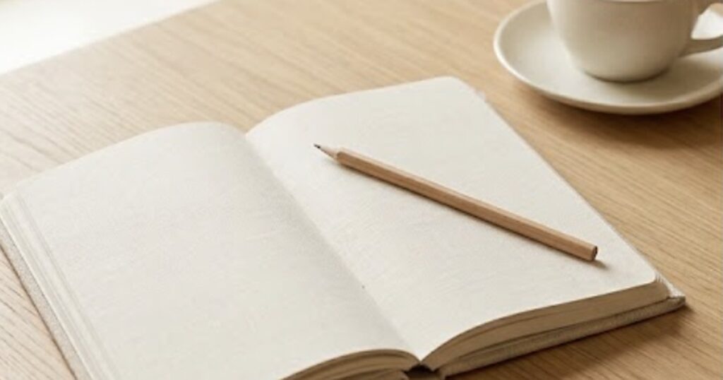 Agenda abierta con una fecha marcada a lápiz junto a una taza de té, ansiedad antes de la revisión oncológica