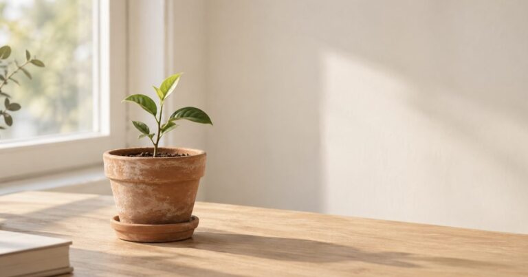 Planta pequeña creciendo junto a una ventana, símbolo de la reconstrucción emocional después del cáncer